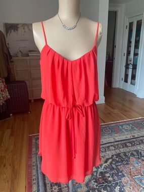 Bisou Bisou Michele Bohbot Coral Pleated Blouson Mini Dress Size 6 1067768B